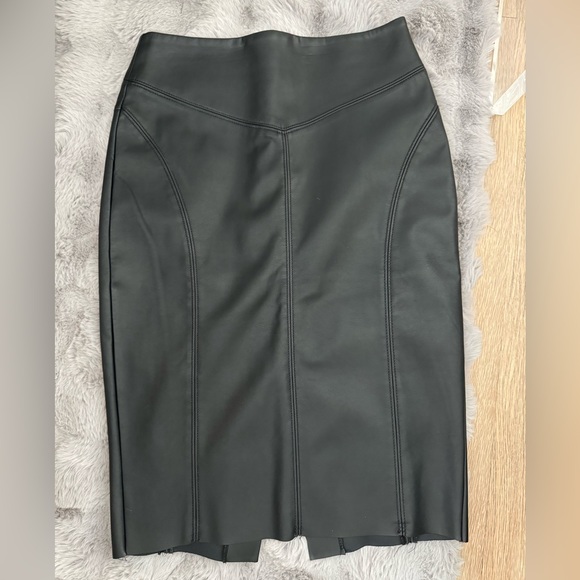 Express Black Faux Leather Pencil Skirt - Picture 2 of 6